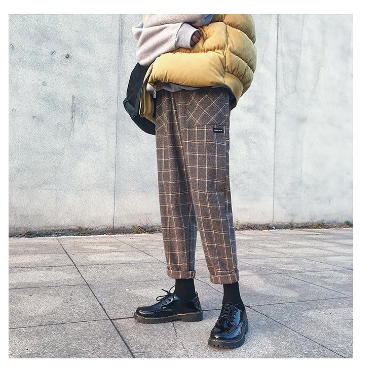 HeritageGrid™ Tapered Plaid Trousers | Dark Academia Smart Casual Pants