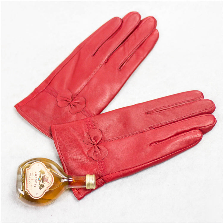 The Coquette Luxe™ | Slim-Fit Faux Leather Bow Detail Gloves