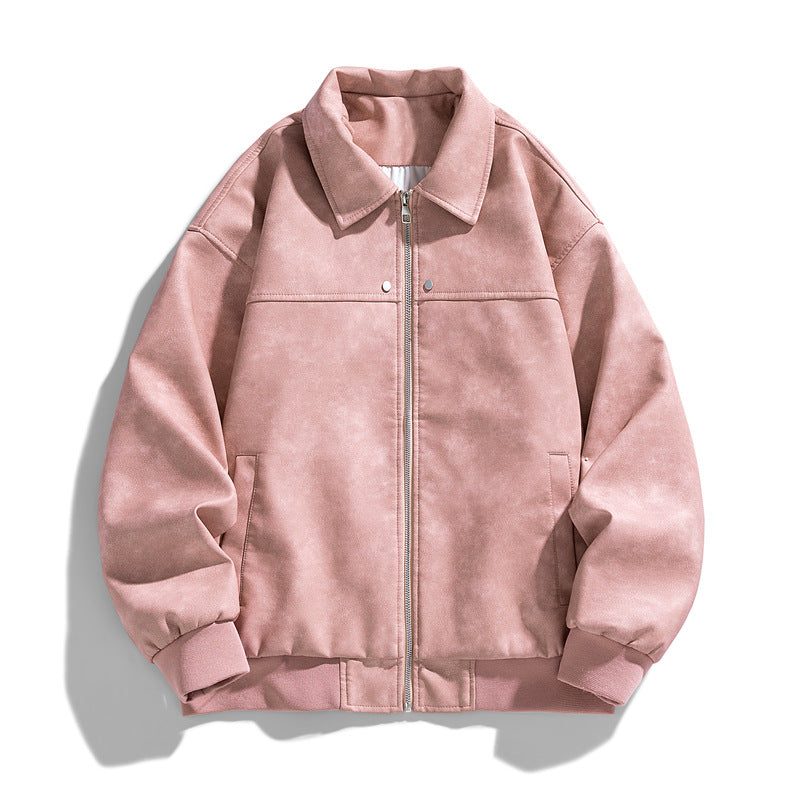 American Suede Fabric Jacket ReUrbanEdge™ Acid-Wash Faux Leather Bomber