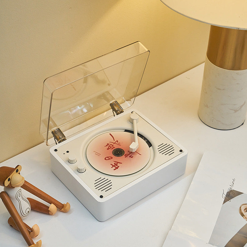 RetroSpin™ Desktop CD Player | Vintage Turntable Style with Built-in Speaker