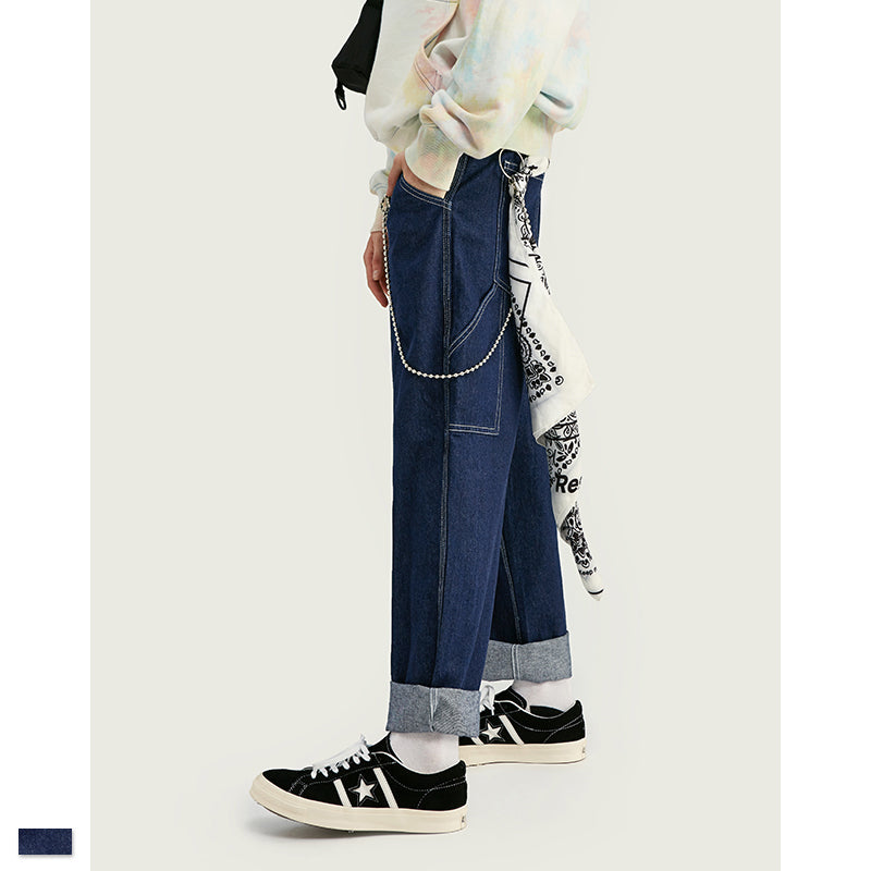 StreetStyle™ Wide Leg Contrast Stitch Denim Jeans | Baggy Skate Fit