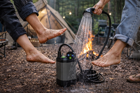 HydroTrek™ Portable Camping Shower Kit | Rechargeable Electric Pump & Shower Head & Container
