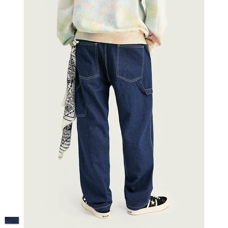 StreetStyle™ Wide Leg Contrast Stitch Denim Jeans | Baggy Skate Fit