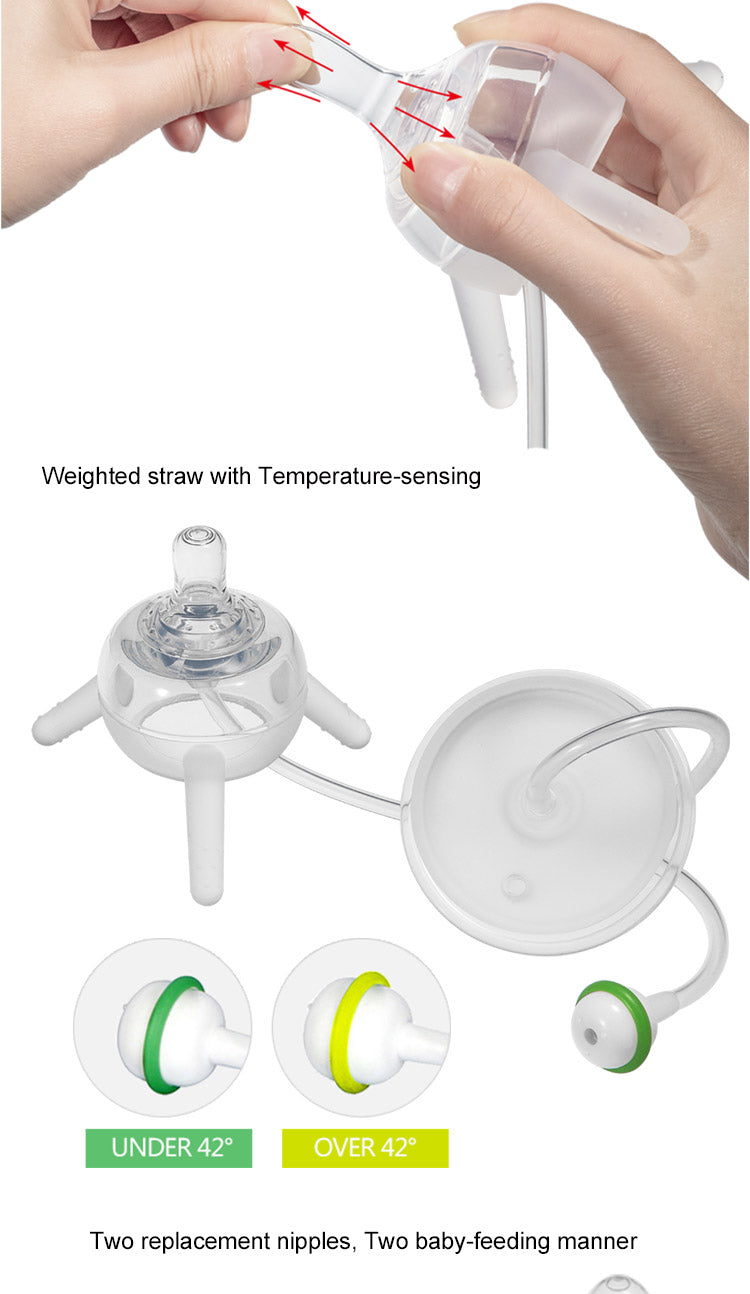 TinySip™ Hands-Free Feeding System | Self-Feeding Baby Bottle with Long Straw