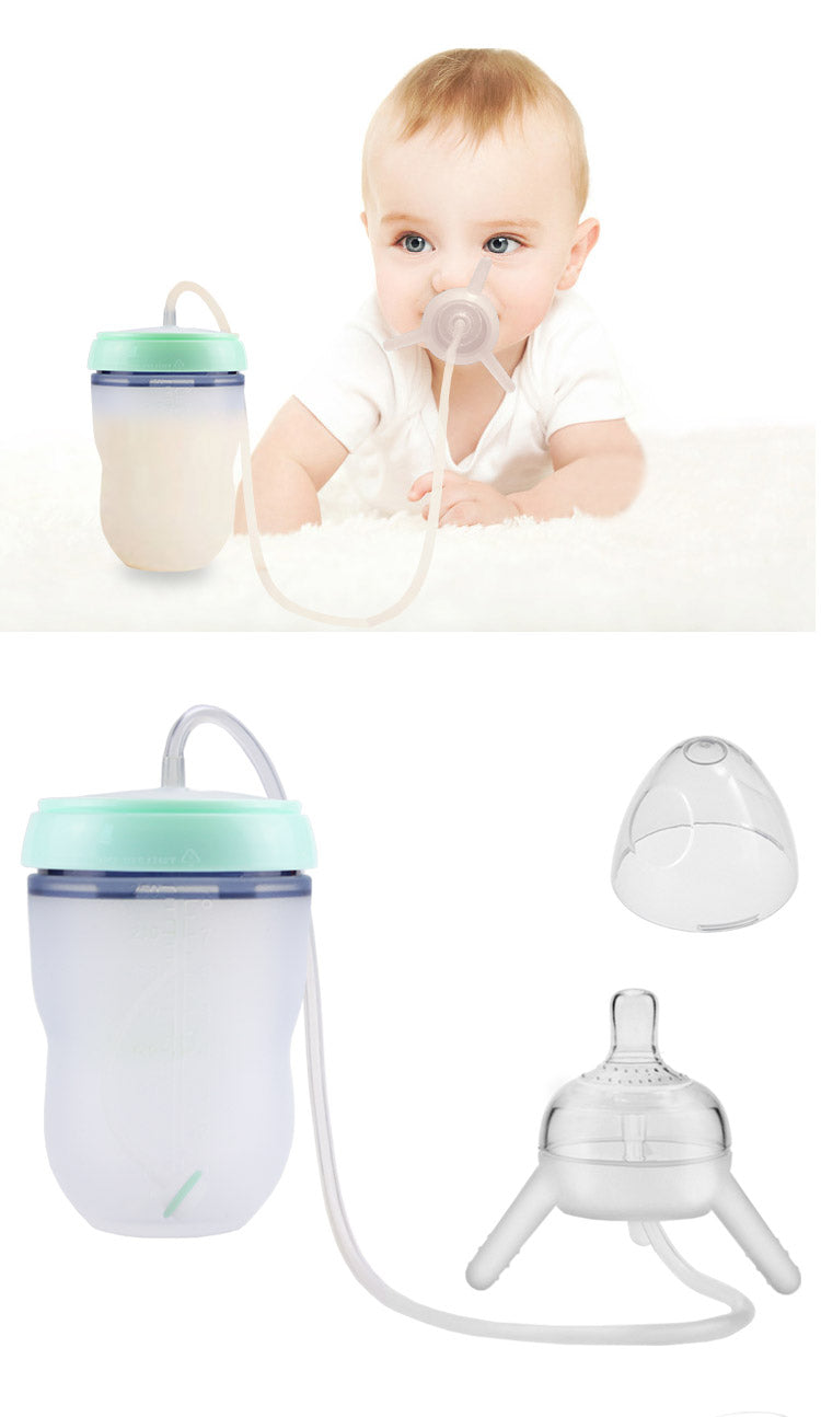 TinySip™ Hands-Free Feeding System | Self-Feeding Baby Bottle with Long Straw