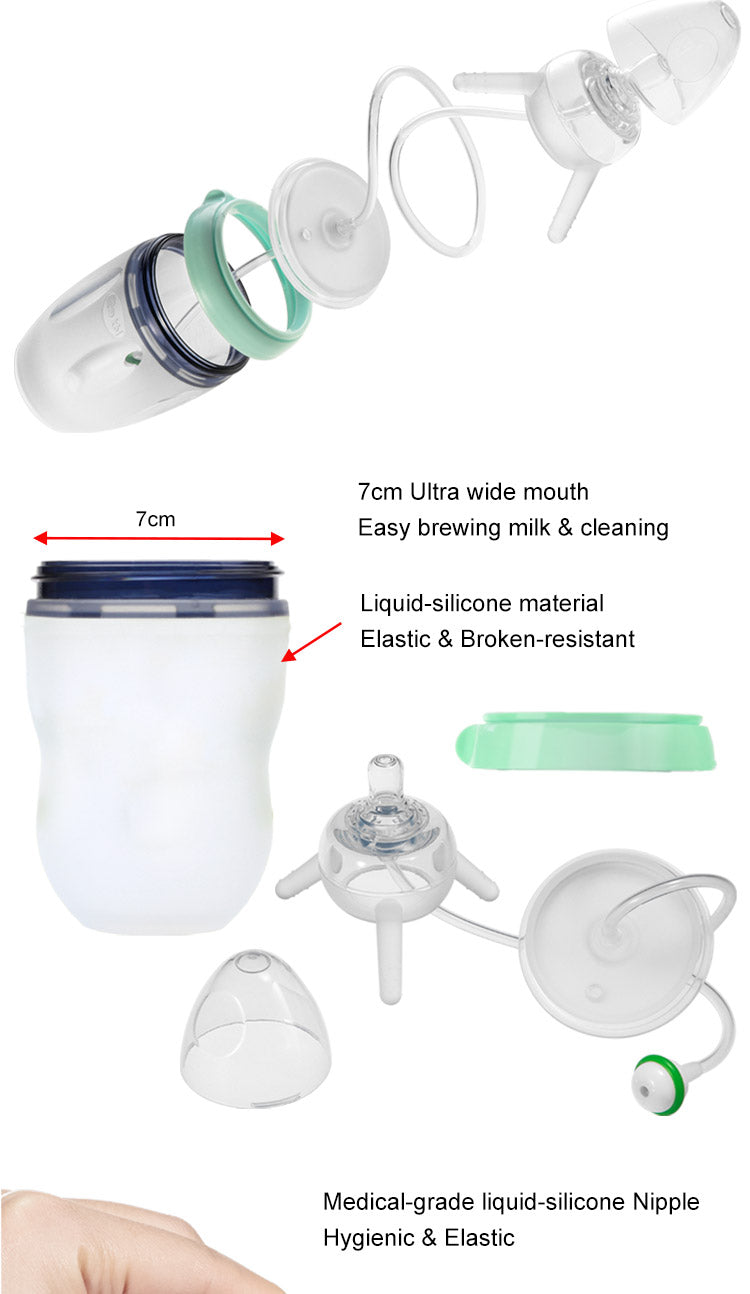 TinySip™ Hands-Free Feeding System | Self-Feeding Baby Bottle with Long Straw