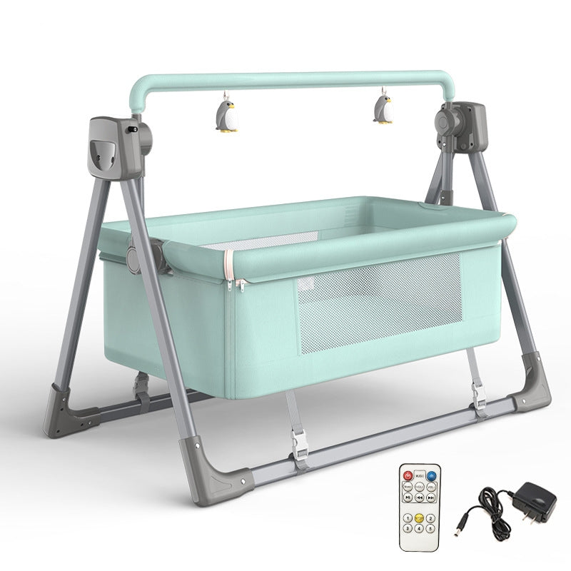 LullabyTech™ Intelligent Electric Cradle | Auto-Rocking Bassinet with Toy Bar