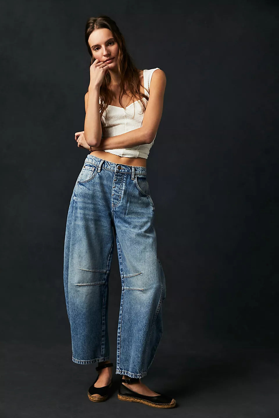 UrbanCurve™ Barrel Leg Denim Jeans | High-Waisted Horseshoe Fit
