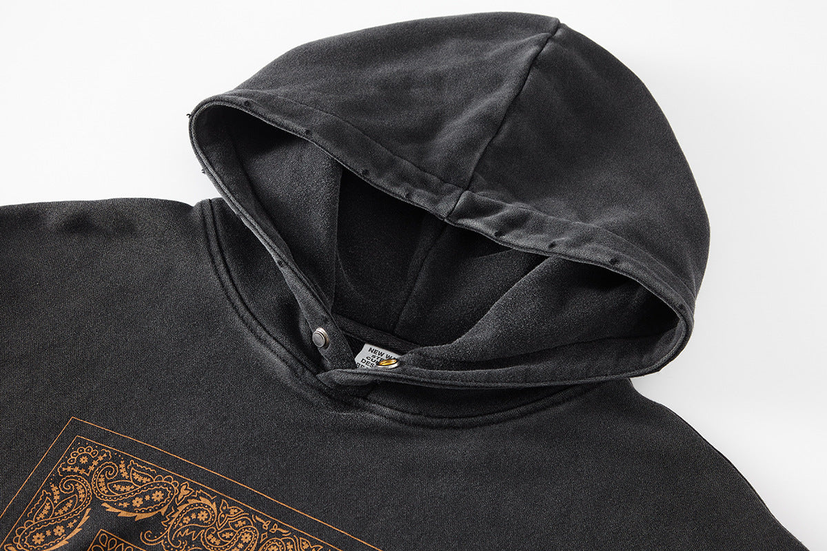 Confusde™ "The Last Supper" Vintage Wash Hoodie | Paisley Graphic Pullover