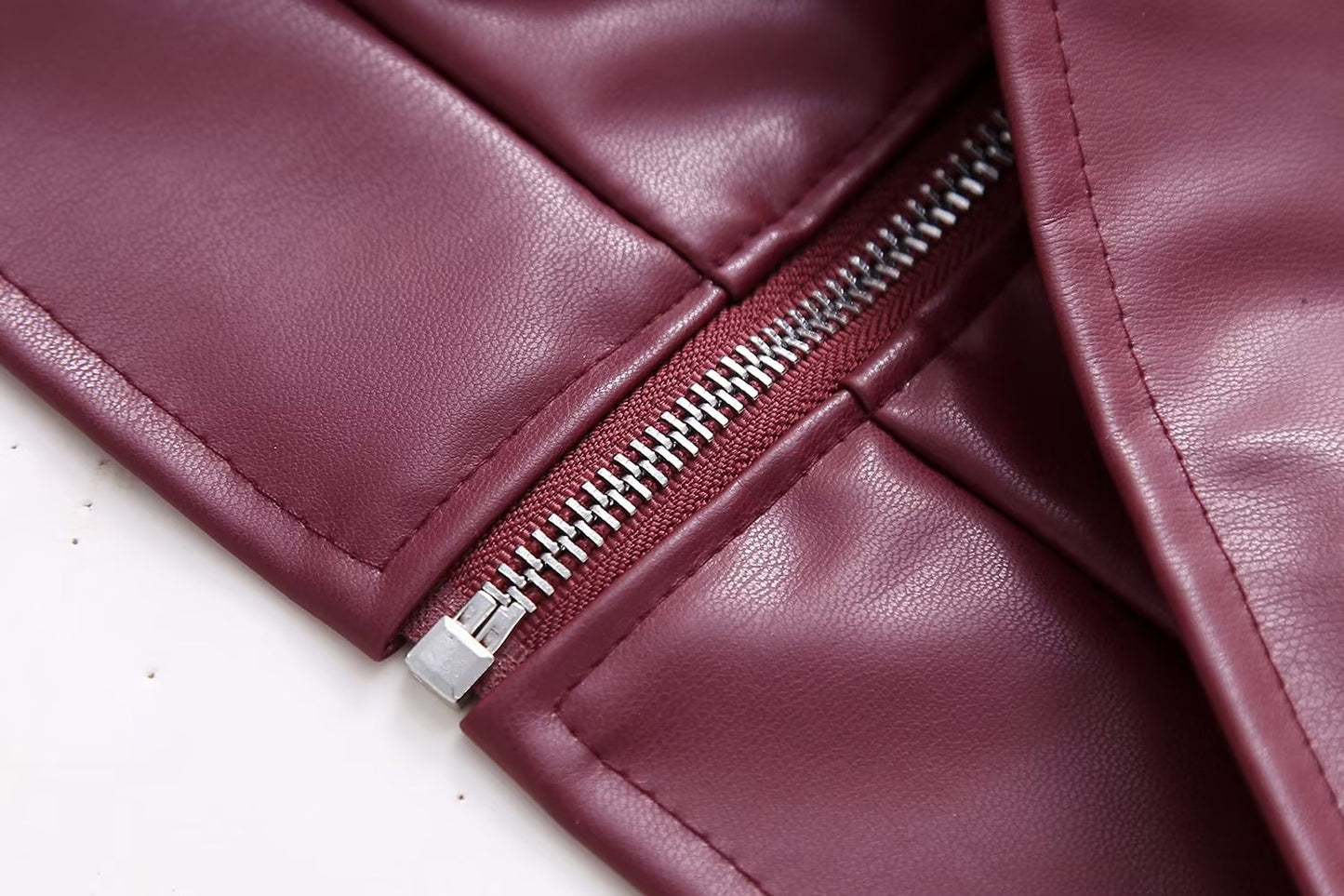 The Urban Icon™ | Oversized Burgundy Faux Leather Bomber Jacket