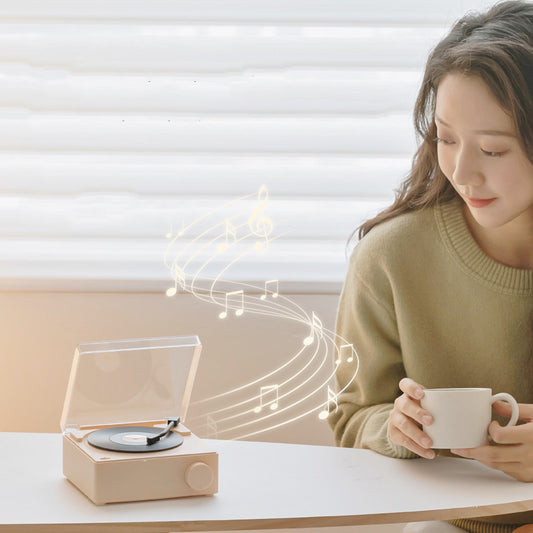 TimeTable™ Retro Vinyl Alarm Clock & Bluetooth Speaker | Matte Green Edition