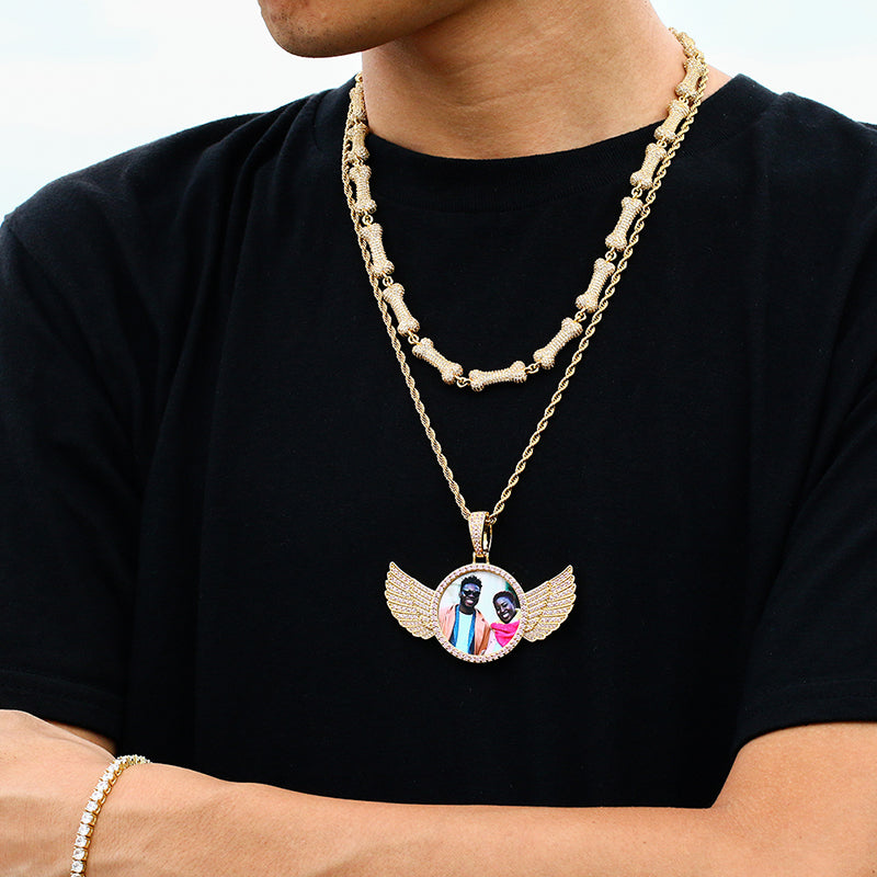 Guardian Wings™ Custom Photo Pendant | Iced-Out Memorial Necklace