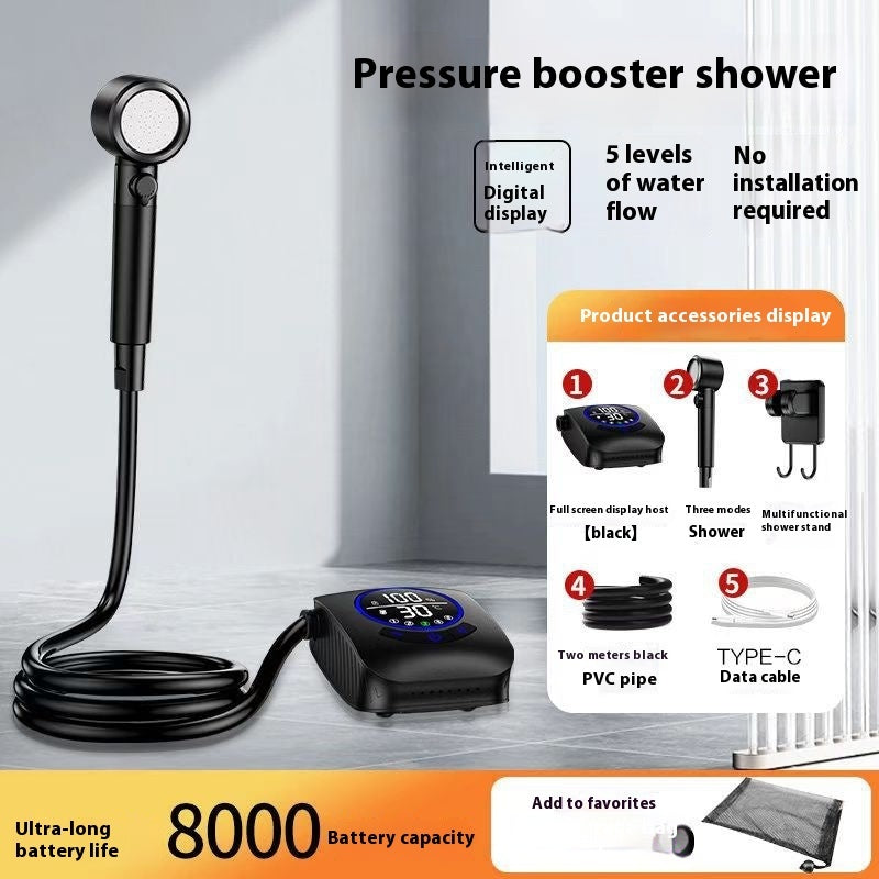 HydroTrek™ Portable Camping Shower Kit | Rechargeable Electric Pump & Shower Head & Container
