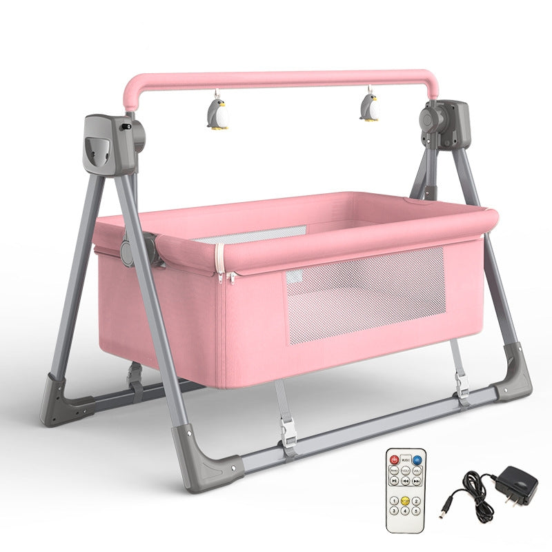 LullabyTech™ Intelligent Electric Cradle | Auto-Rocking Bassinet with Toy Bar