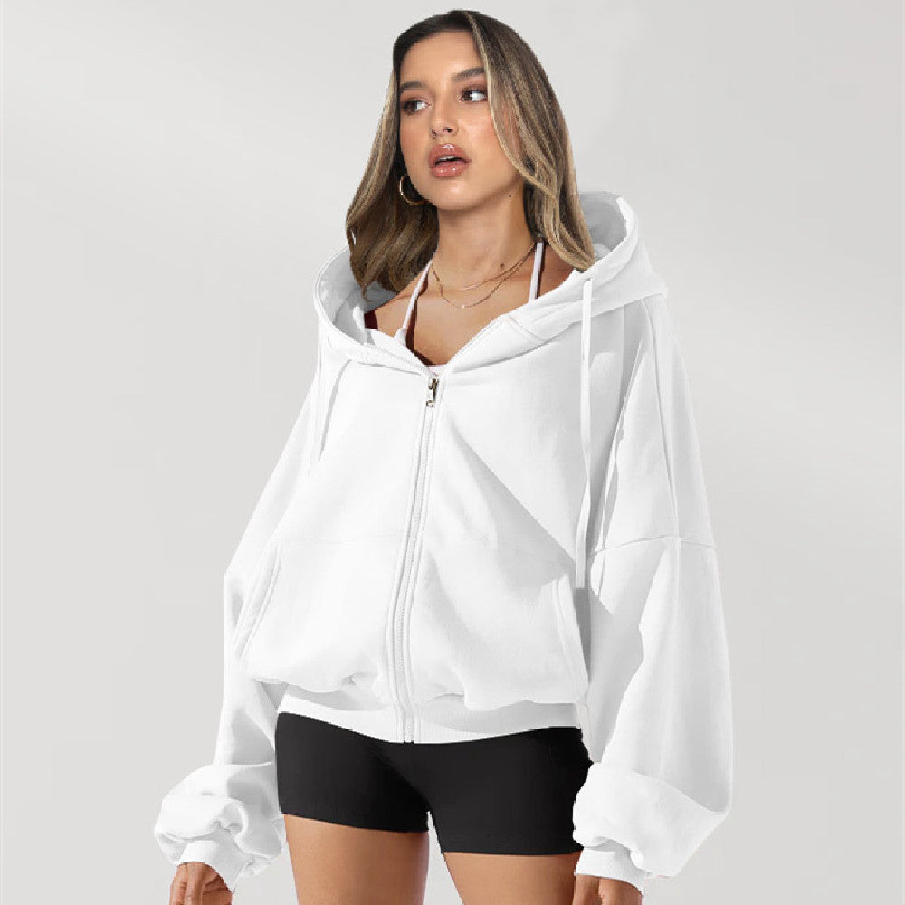 Cloud-Soft Cropped Full-Zip Hoodie | Ultra-Oversized Studio Layer