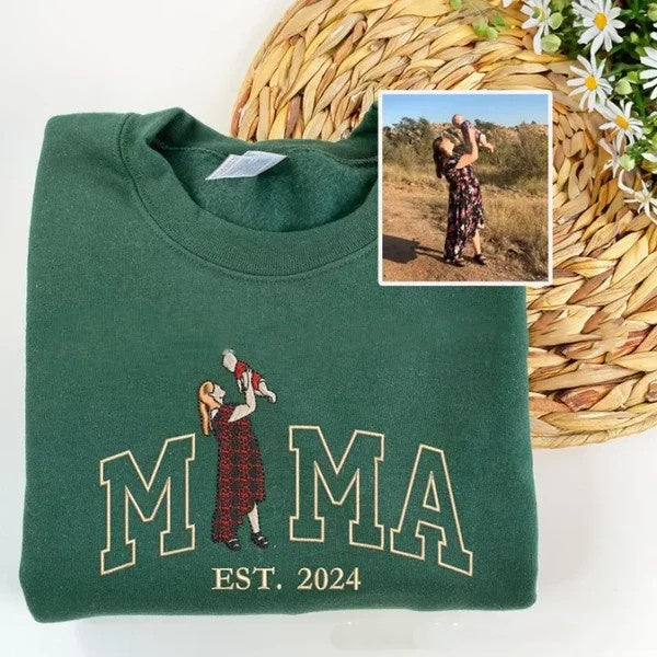 Legacy Portrait™ Custom Embroidered Mama Sweatshirt | Personalized Family Keepsake