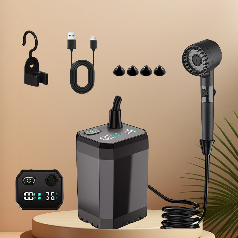 HydroTrek™ Portable Camping Shower Kit | Rechargeable Electric Pump & Shower Head & Container