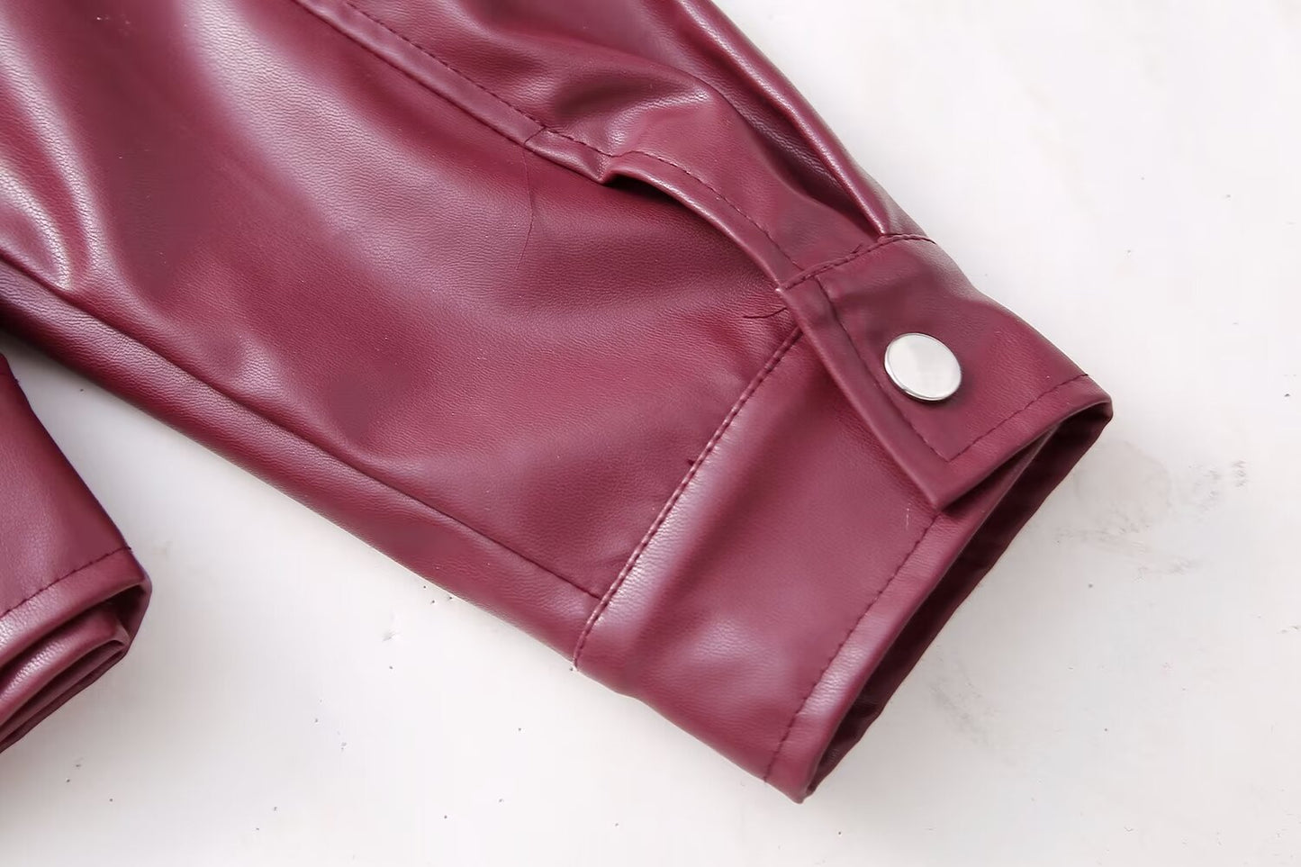 The Urban Icon™ | Oversized Burgundy Faux Leather Bomber Jacket