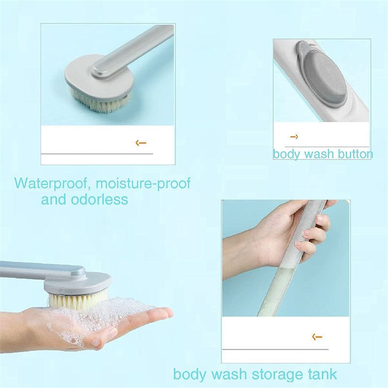 SudsFlow™ 2-in-1 Lathering Back Brush | Liquid Dispensing Scrubber