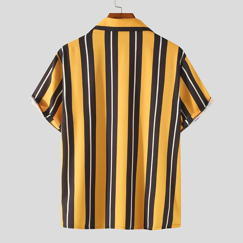 Riviera Bold™ Vertical Stripe Resort Shirt | Retro Short-Sleeve Button-Up