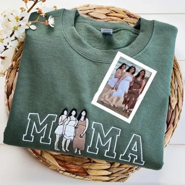 Legacy Portrait™ Custom Embroidered Mama Sweatshirt | Personalized Family Keepsake
