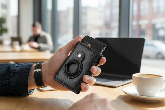 SwitchVault™ Carbon Fiber Pop-Up Wallet | Viral AirTag & RFID Blocking Slim Holder