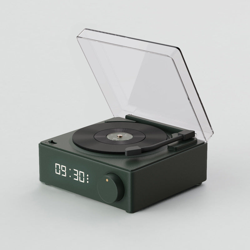 TimeTable™ Retro Vinyl Alarm Clock & Bluetooth Speaker | Matte Green Edition