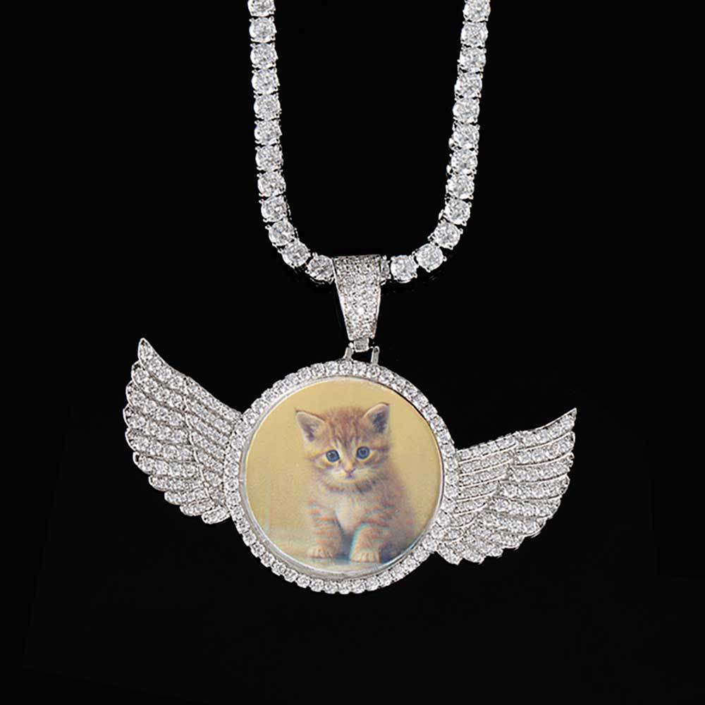 Guardian Wings™ Custom Photo Pendant | Iced-Out Memorial Necklace
