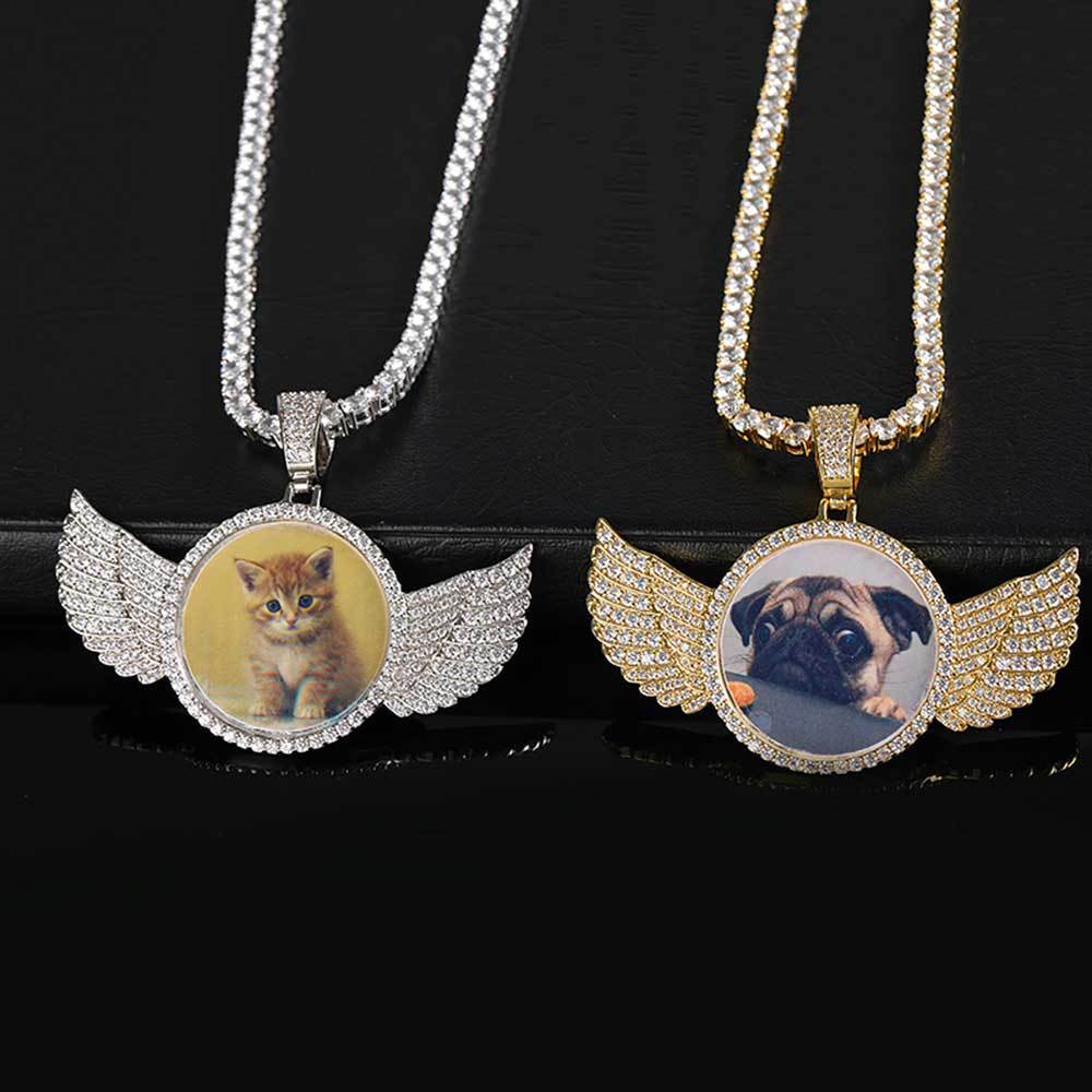 Guardian Wings™ Custom Photo Pendant | Iced-Out Memorial Necklace