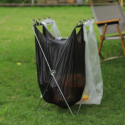 CampClean™ Foldable Trash Bag Stand | Portable Waste & Recycling Holder