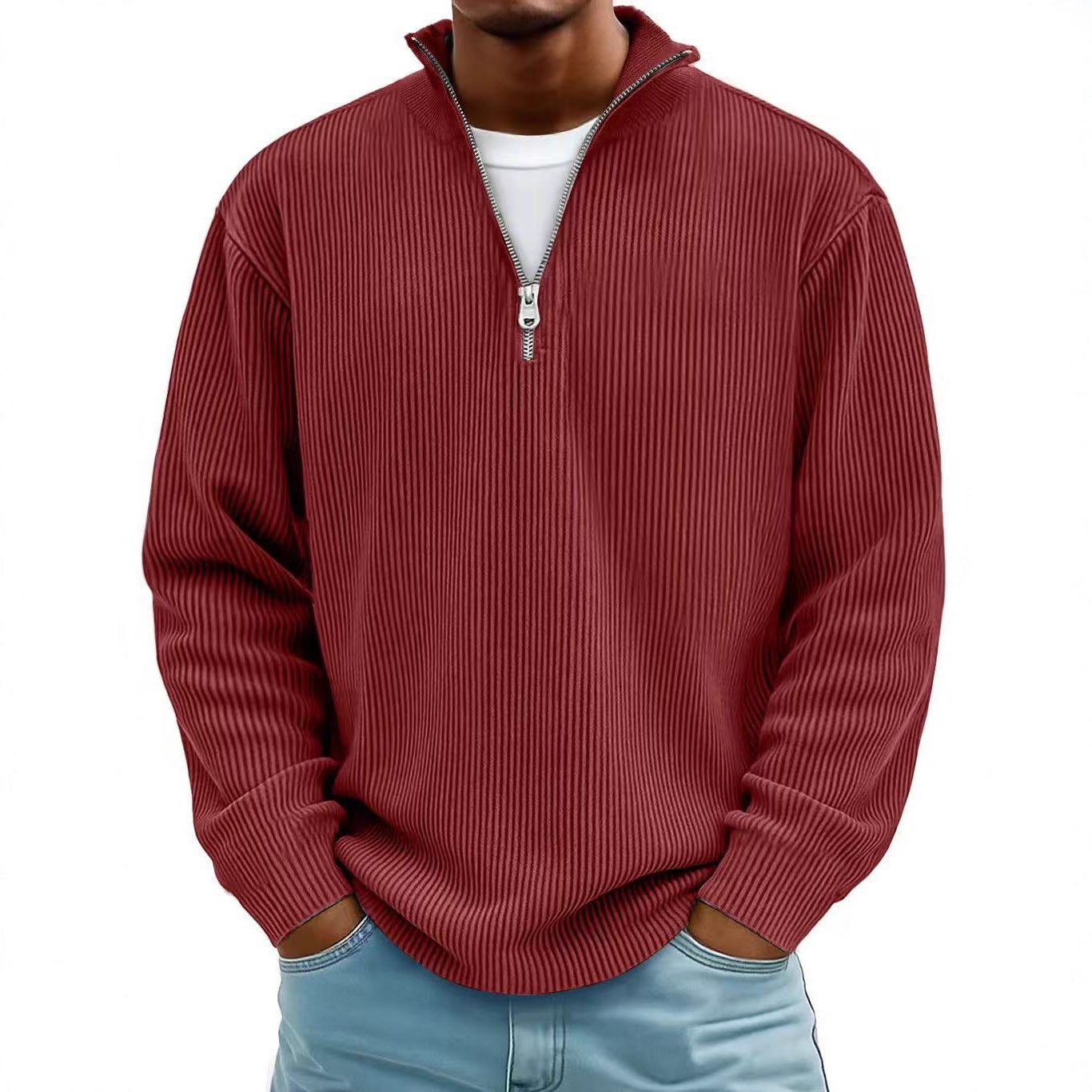 OmniKnit™ Ribbed Quarter-Zip Pullover | Men's Casual Sweater
