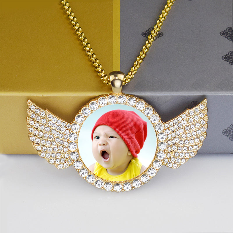 Guardian Wings™ Custom Photo Pendant | Iced-Out Memorial Necklace