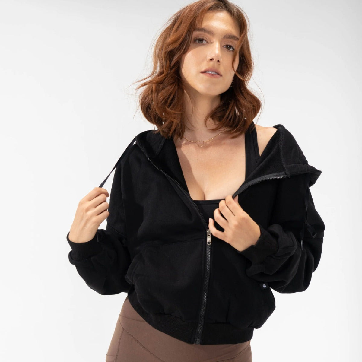 Cloud-Soft Cropped Full-Zip Hoodie | Ultra-Oversized Studio Layer