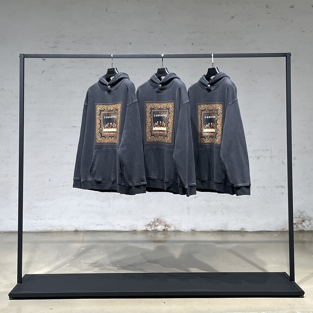 Confusde™ "The Last Supper" Vintage Wash Hoodie | Paisley Graphic Pullover