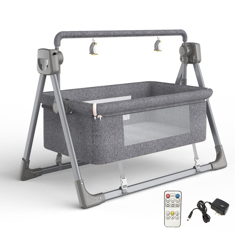 LullabyTech™ Intelligent Electric Cradle | Auto-Rocking Bassinet with Toy Bar