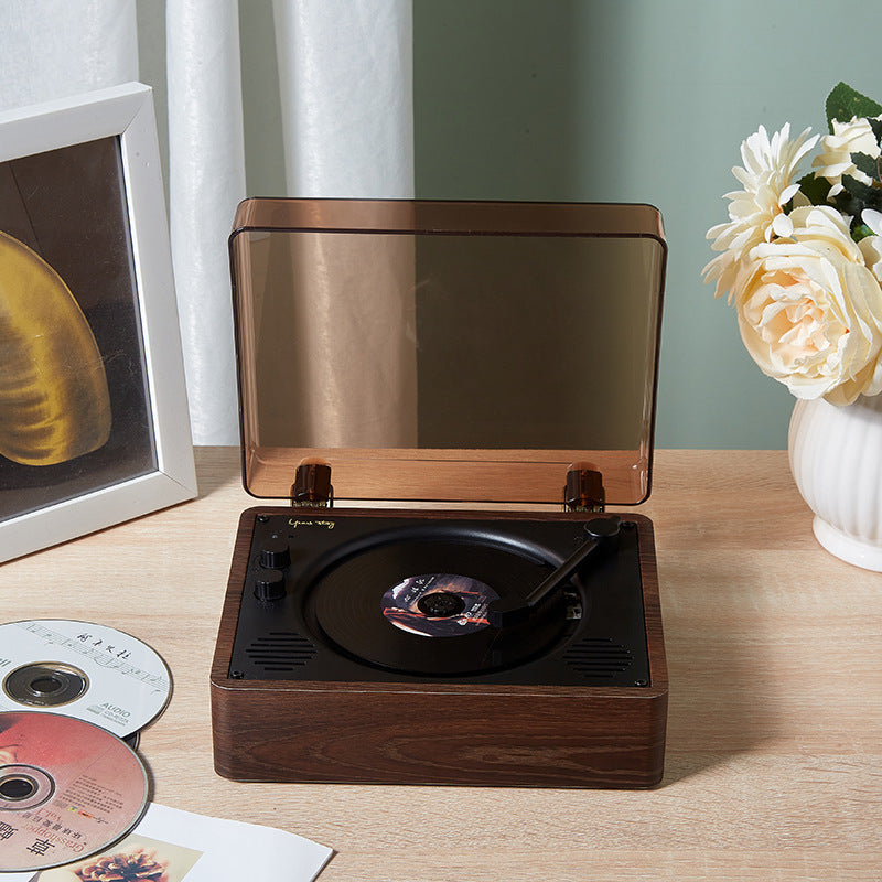 RetroSpin™ Desktop CD Player | Vintage Turntable Style with Built-in Speaker