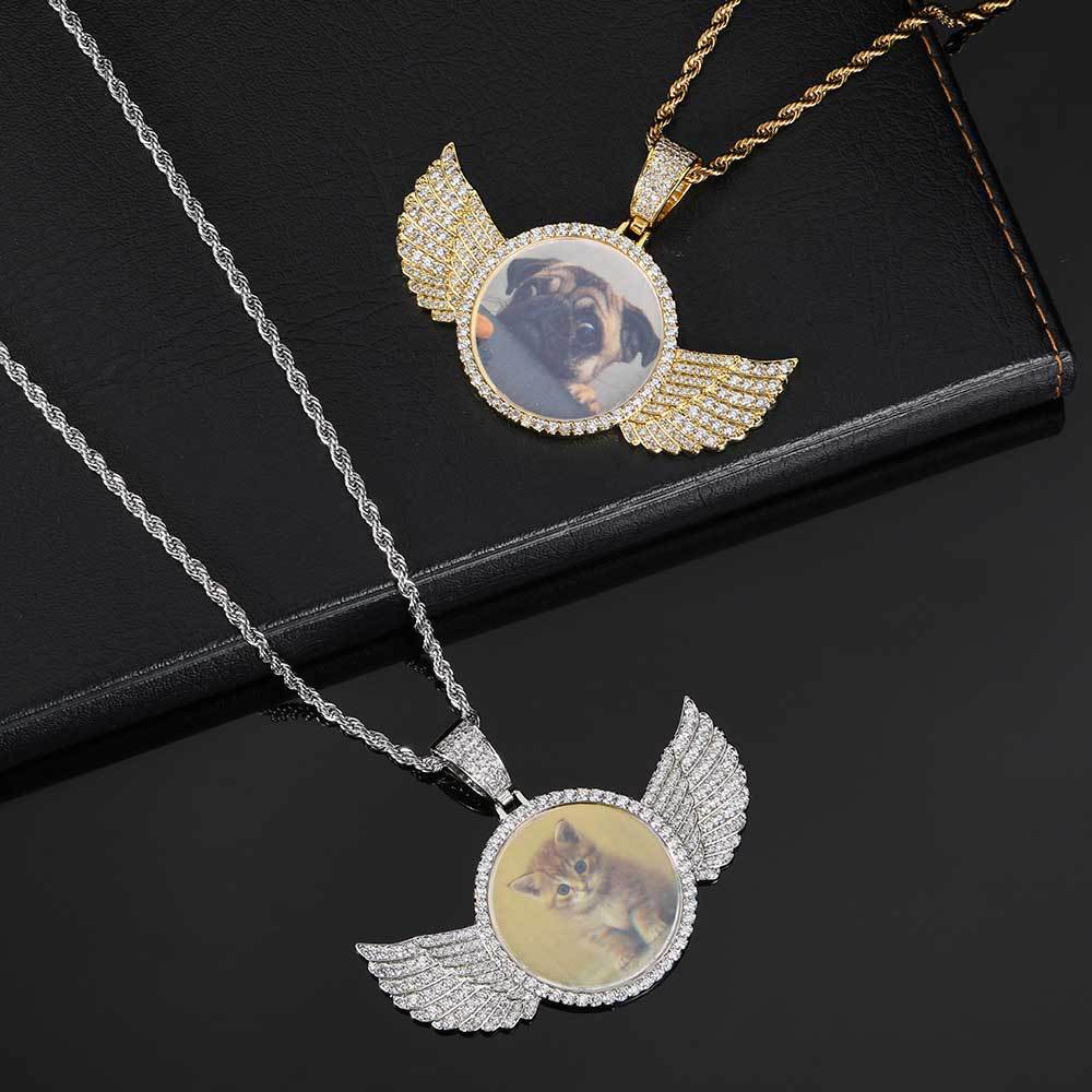 Guardian Wings™ Custom Photo Pendant | Iced-Out Memorial Necklace