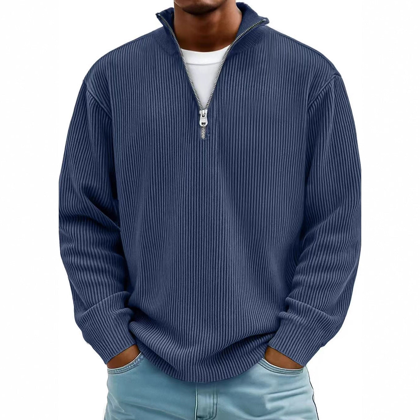 OmniKnit™ Ribbed Quarter-Zip Pullover | Men's Casual Sweater