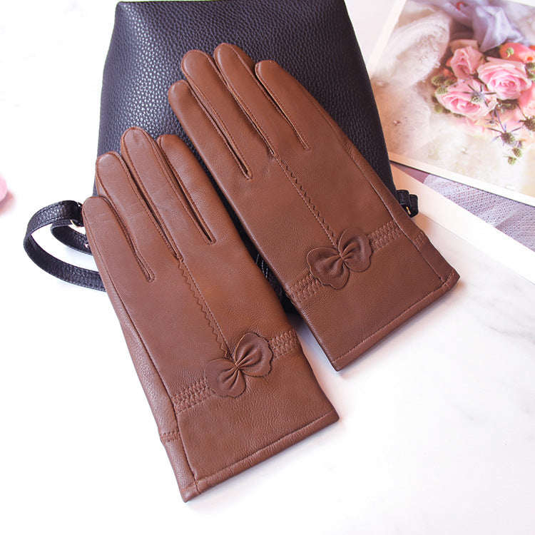 The Coquette Luxe™ | Slim-Fit Faux Leather Bow Detail Gloves