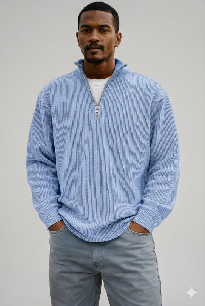 OmniKnit™ Ribbed Quarter-Zip Pullover | Men's Casual Sweater