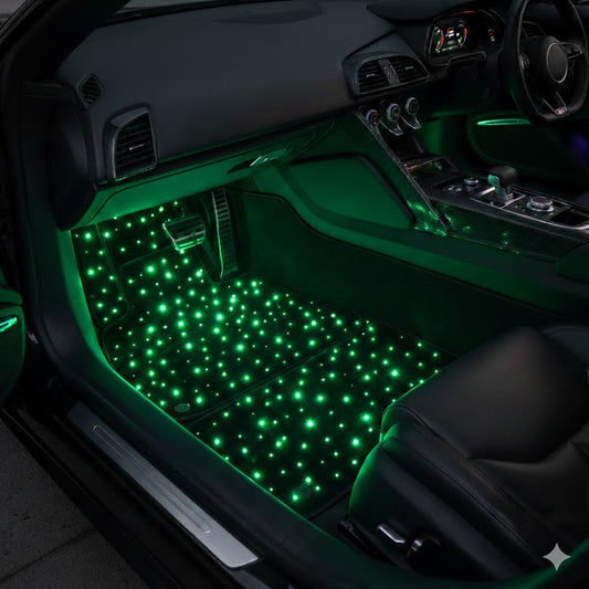 Starlight Sync: Universal RGB LED Fiber Optic Car Floor Mats (USB/DC Plug & Play)