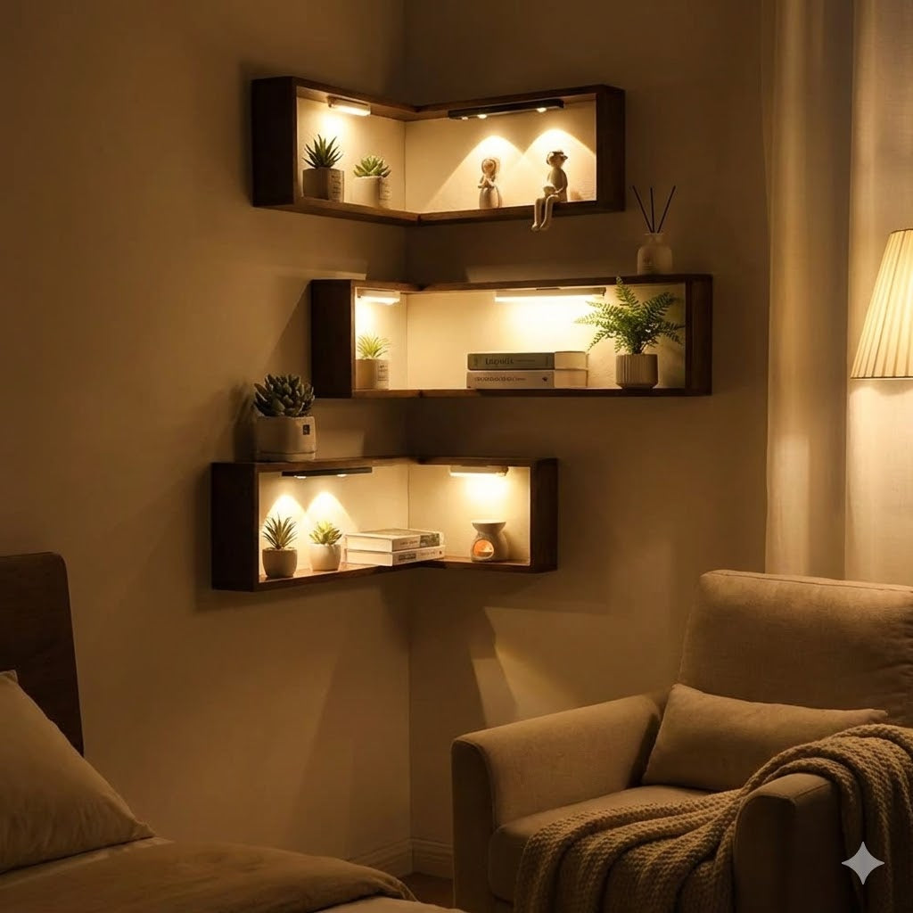 The Spotlight Corner Shelf™ (Integrated Warm LED)