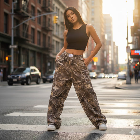 Deep Forest™ Wide-Leg Camo Trousers | Oversized Streetwear Statement