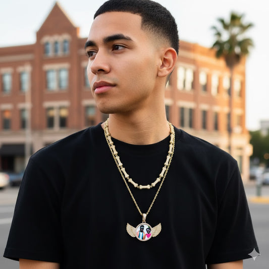 Guardian Wings™ Custom Photo Pendant | Iced-Out Memorial Necklace