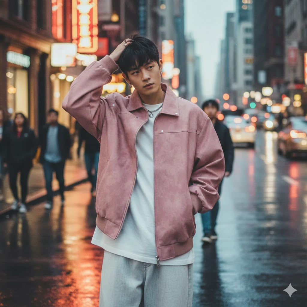 UrbanEdge™ Blush Acid-Wash Bomber