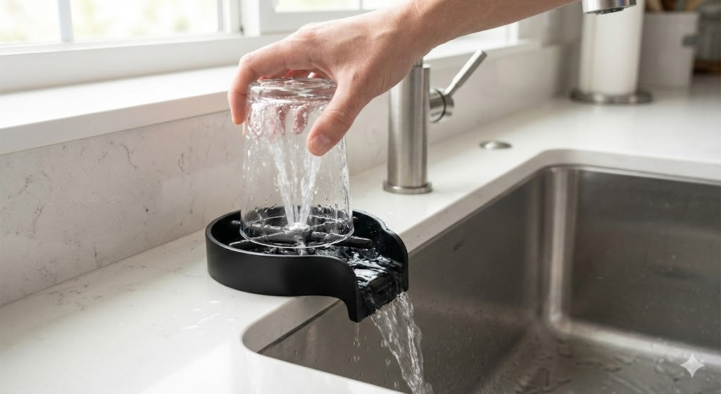 HydroRinse™ Sink Glass Rinser | High-Pressure Cup & Bottle Washer