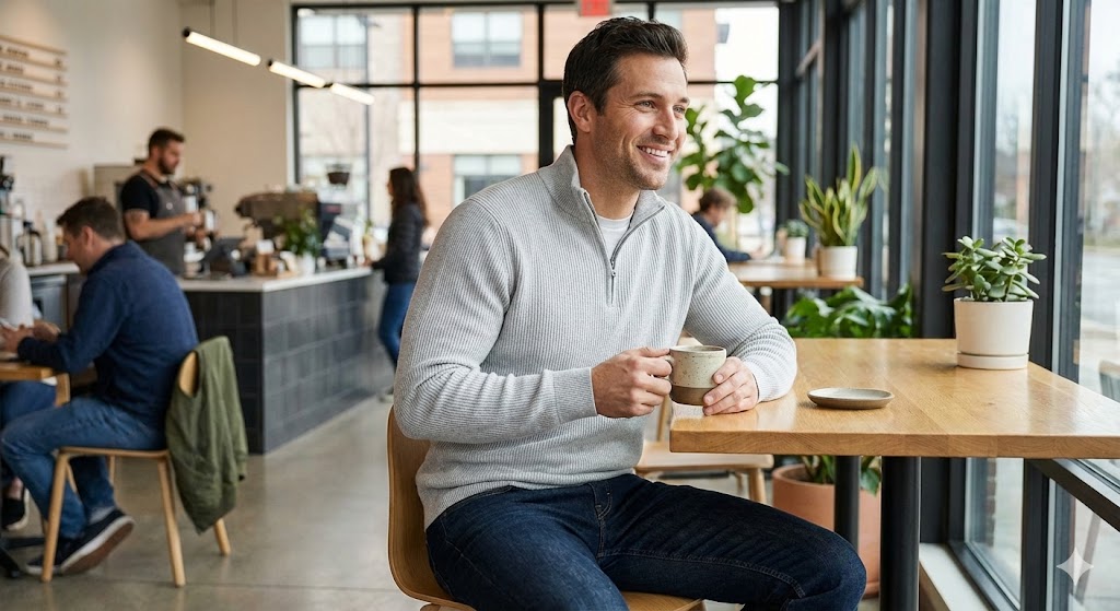 OmniKnit™ Ribbed Quarter-Zip Pullover | Men's Casual Sweater