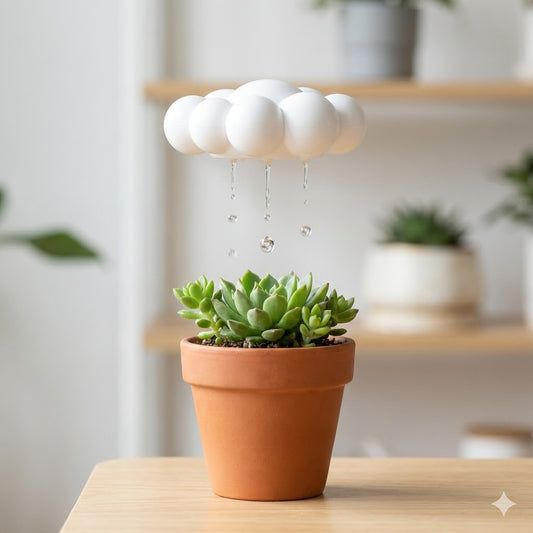 The Rainy Day Cloud – Self-Watering Desk Plant Companion